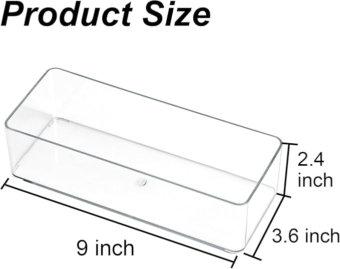 ZEXALOR Clear Drawer Organizer, 6 Sections Eyeglass Sunglasses Organizer Holder, Drawer Dividers Office Desk Tray Bathroom Makeup Jewelry Trays (9.2×3.5×2.3“(no divide))