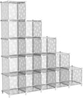 UNKU Cube Storage Organizer, 16 Cube Closet Organizer Storage Shelves, DIY Stackable Bookcase, Clothes Organizer Shelf for Closet, Bedroom, Living Room, Cabinet, Home, Office, Translucent