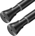 AIZESI 2 Pack Tension Curtain Rod for Windows 45 to 77 Inch, Adjustable Expandable Spring Curtain Rods No Drilling, Non Slip Curtain Rod for Bedroom Doorway Closet, Black