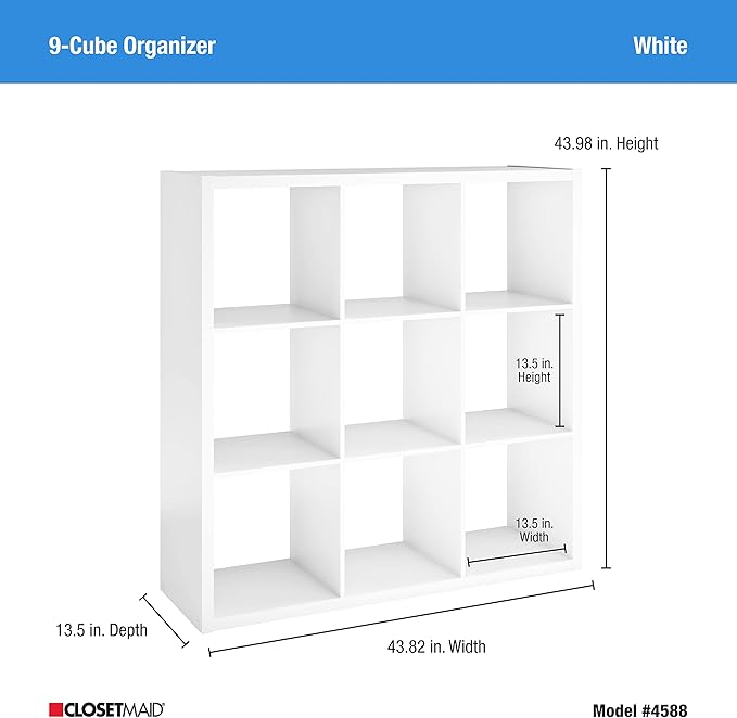 ClosetMaid Decorative Open Back 9-Cube Storage Organizer, White