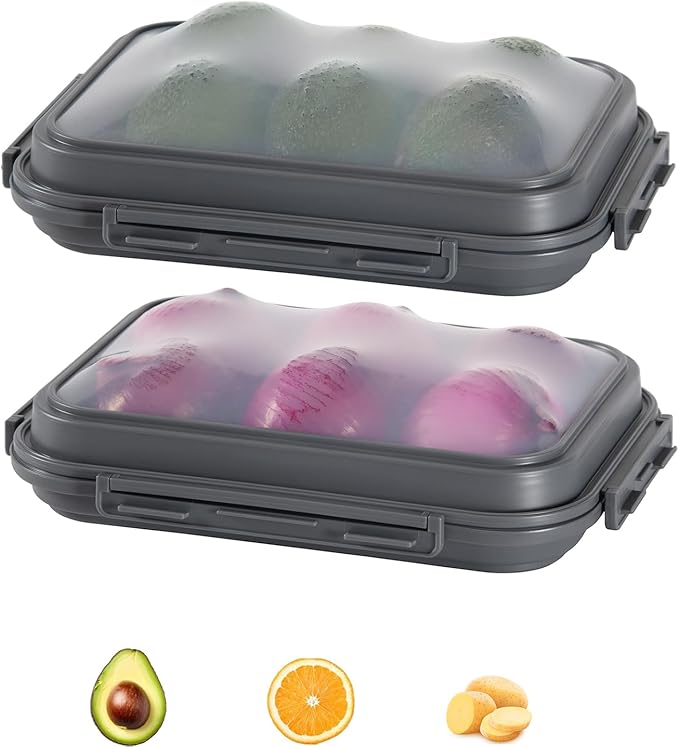 2 Pack Silicone Food Fresh-Keeping Storage Containers with Lid, Dual-Shape Design, BPA-Free, Leakproof Lock Clips, Versatile Fridge Storage Containers, Space Saving & Expandable