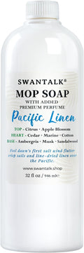 Premium Mop Soap Highly Scented, Odor-Eliminating Floor Cleaner for Mopping Hardwood, Tile, LVP, Laminate, 4X Concentrated Formula, Streak-Free No Residue, Pet Safe, 32oz (Pacific Linen)