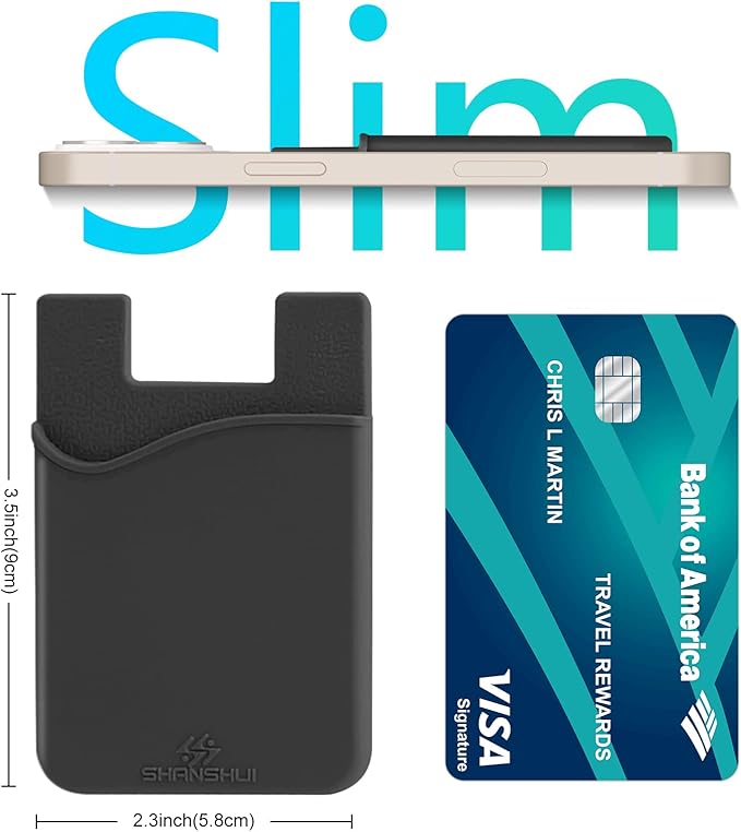 SHANSHUI Card Holder for Phone Case, 6 Pack Phone Card Holder for Back of Phone Wallet Stick on Compatible for iPhone & Almost All Smartphones