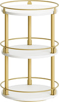 Yatiney 3-Tier Lazy Susan, Rotating Spice Rack, Spinning Organizer, Industrial Turntable Spice Rack for Cabinet, Kitchen Countertop, Pantry, White and Gold SR23DW