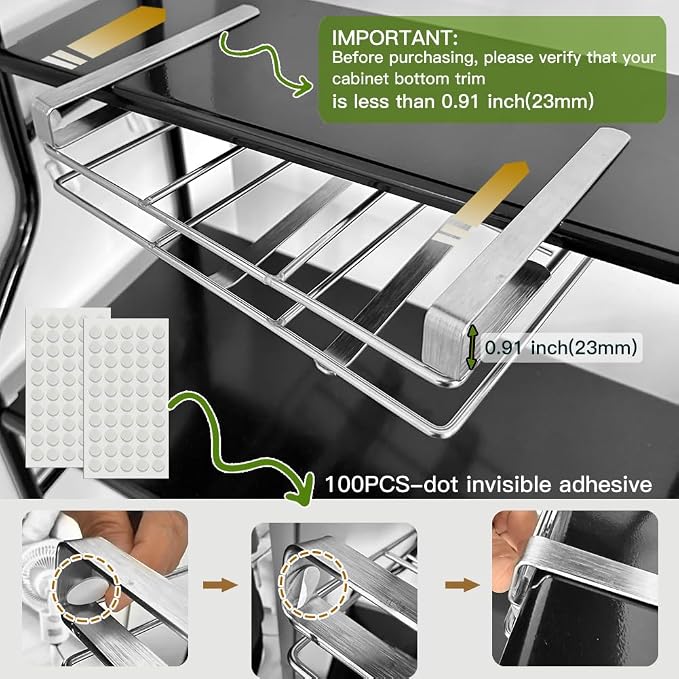 Under Cabinet Cutting Board Organizer, Stainless Steel 2 in1 Pot Lid & Chopping Board Rack, Cutting Board Storage, Kitchen Pot Lid Holder, Under Cabinet Shelf for Home Kitchen Utensils, Paper Towel