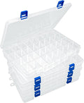 DUOFIRE Plastic Organizer Container Storage Box Adjustable Divider Removable Grid Compartment for Jewelry Beads Earring Container Tool Fishing Hook Small Accessories(34 Grids, White X 4)