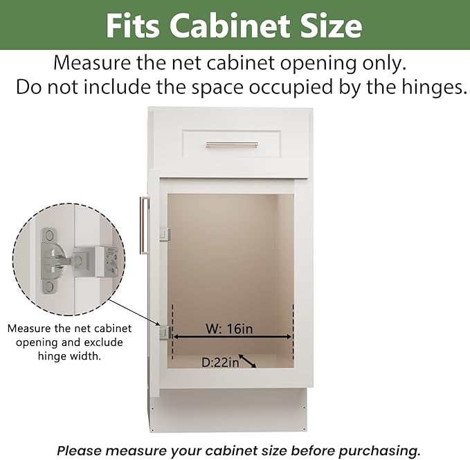 Pull Out Cabinet Organizer 15½" W x 21½" D, Heavy Duty Cabinet Pull Out Shelves, Slide Out Drawers Organization for Kitchen Cabinets Bathroom