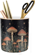 Cute Pen Pencil Holder for Desk, Durable Ceramic Organizer Decor for Room, Office, Classroom, Mushroom Pattern
