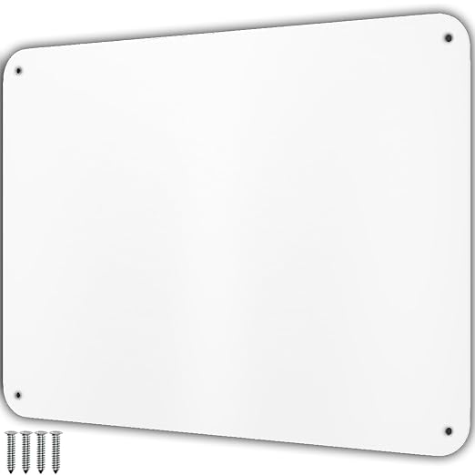 9 inches x 6.5 inches Stainless Steel Plate for Magnets, 3M Adhesive Back, Mounting Screws, Ideal for Magnetic Shelf, Spice Holders, Fridge Magnets. Mount Anywhere! (White, 1 Pack)