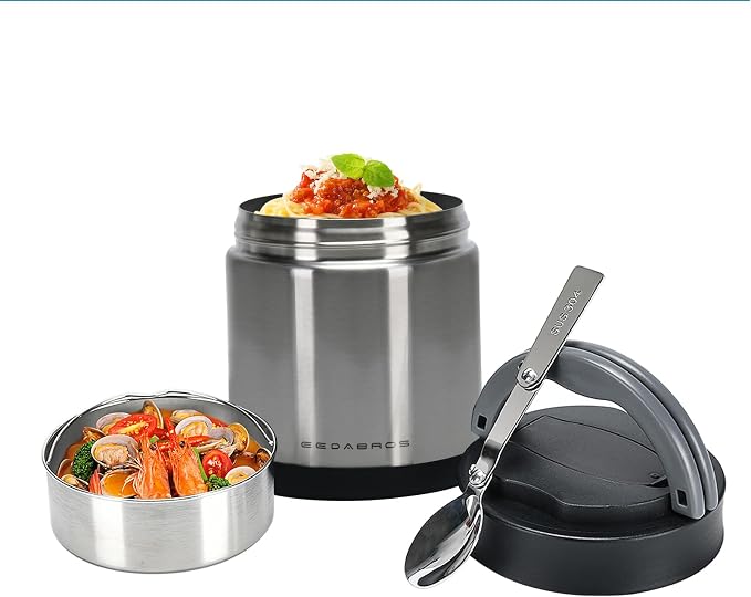 Thermo for Hot Food 33.8OZ, Vacuum Insulated Food Jar for Adults, Stainless Steel Soup Thermo Wide Mouth Leakproof Lunch Containers with Spoon for School Office