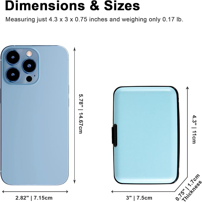 Credit Card Holder, RFID Blocking Metal Card Wallet for Women Men Slim ID Card Holders Protector Aluminum Business Hard Case (Sky Blue)