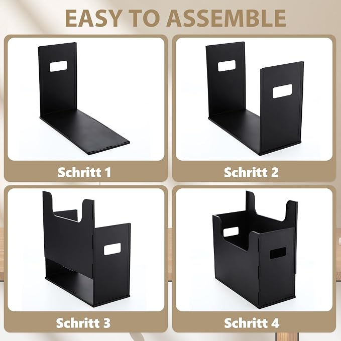 3 Pcs Portable Desktop File, Side Handles, Filing Organizer, Hanging File Folders, Letter Size for Schools Office Home (Black)