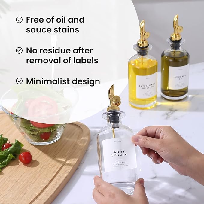 MoliMoli Minimalist Labels, Pantry, Organization, Oil, Cooking Sauce and Wine and Coffee Syrup Labels for Kitchen