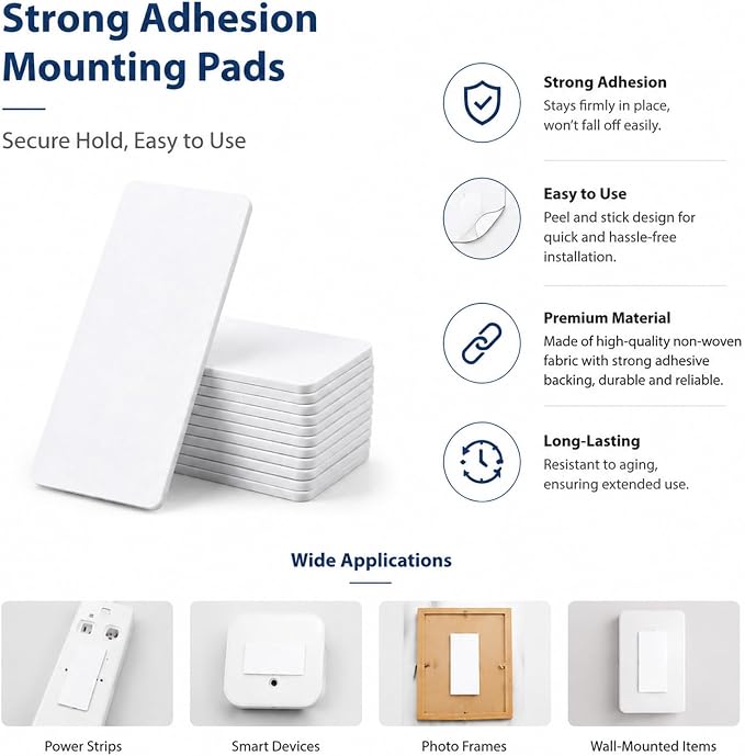 10 Pcs Self Adhesive Power Strip Holder 3.93'' x 1.57'' Punch Free Mounting Strips for Power Strip Wall Mounted Protector Wall-Mount Tape Wall Socket Holder for Home Kitchen Office