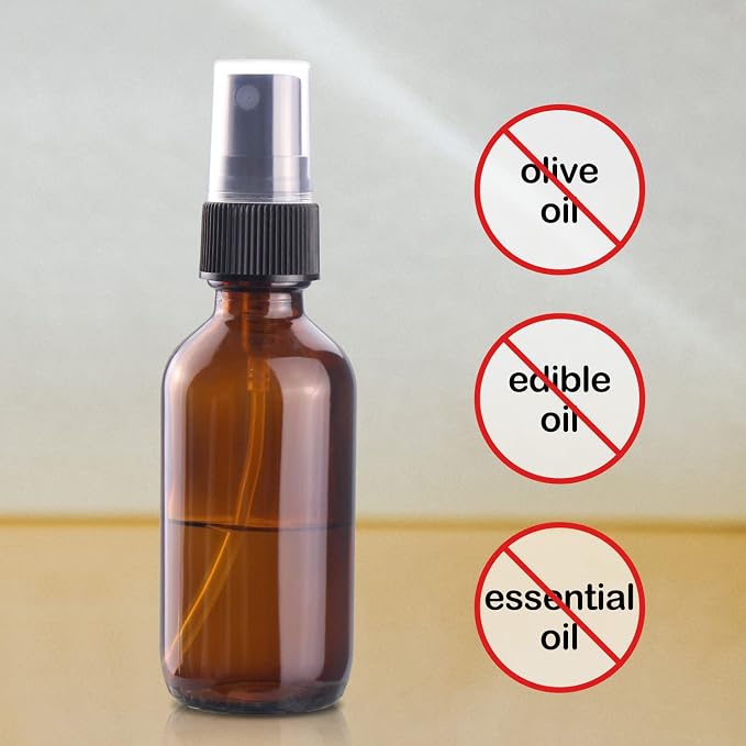Wedama 2 oz Mini Glass Spray Bottles, Empty Small Spray Bottles with Funnel Dropper, Fine Mist for Hair, Travel, Plants, Cleaning Solutions and Skin Care (4 Pack Amber)
