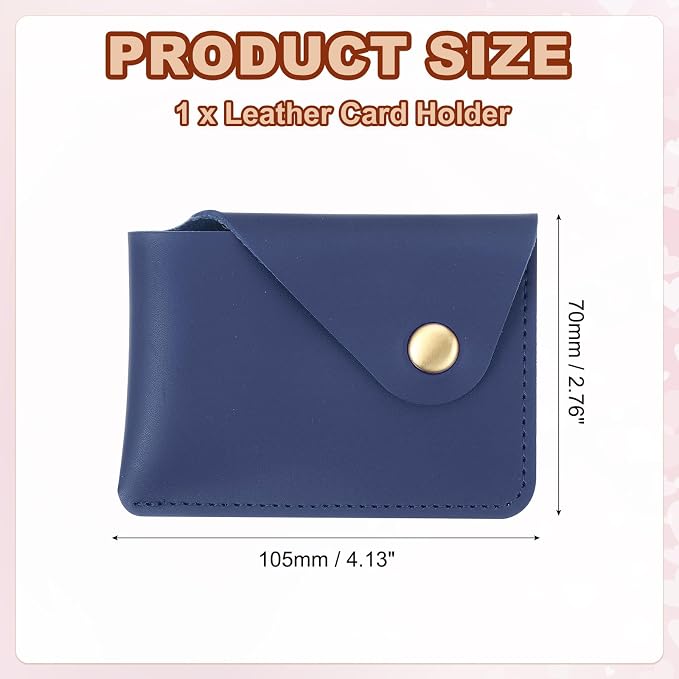 PATIKIL Slim Leather Card Holder with Snap Closure, Leather Front Pocket Wallet Card Case Holder for Cash Coin Men and Women Business Office, Blue