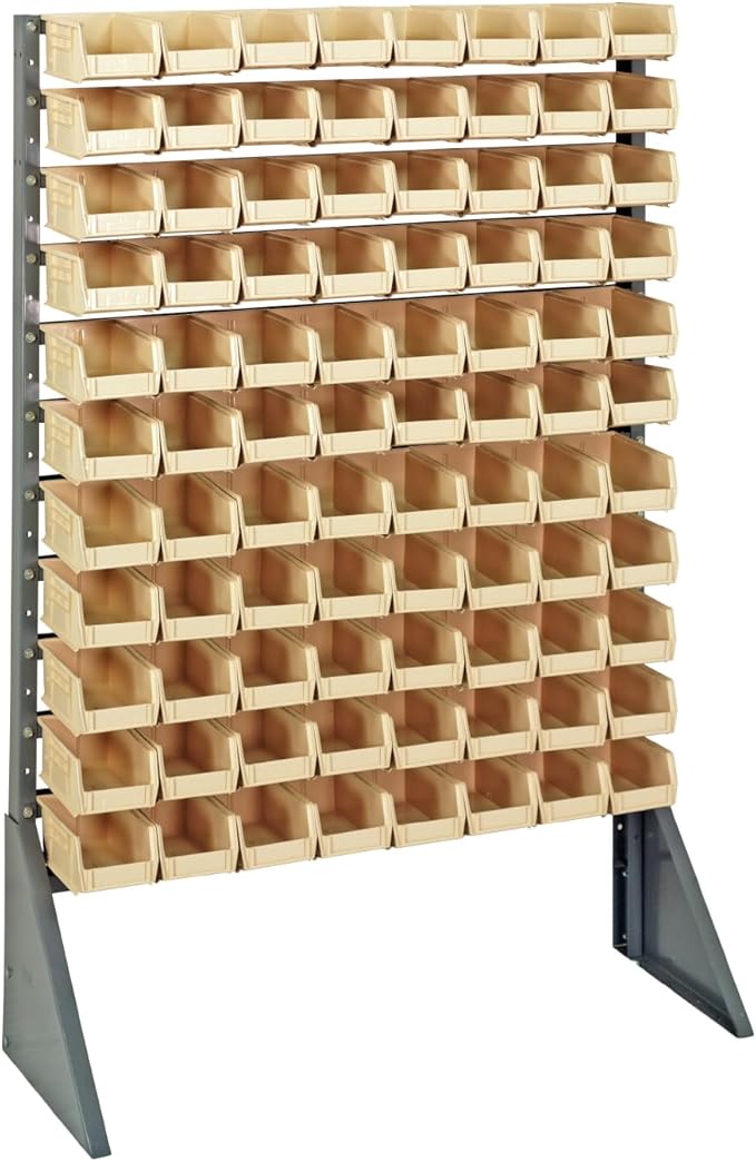 Quantum Storage Systems QRU-12S-220-96IV Single Sided Rail Systems Complete Package with Bins, 36" L x 15" W x 53" H, Ivory