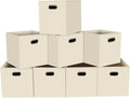 Fabric storage bins Cubes, Fabric Cube Organizer with Handle, Foldable Cube Bins for Cloth or Accessary Storage, 11x11x11, Set of 8, (Creamy White)
