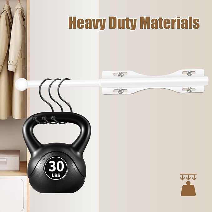 13" Valet Rod For Closet Pull Out Adjustable For Closet,2 Pack White | 13" pull-out valet rod provides convenient hanging space for clothes in closets, bedrooms and laundry rooms.