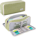 iSuperb Large Pencil Pouch 3 Compartments Pencil Case Big Capacity Pencil Bag for Kids Teen Girls Boys Student School Supplies Pen Organizer Holder Bag (Green)