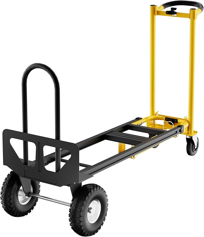 3-in-1 Convertible Hand Truck - 800 Lbs Heavy Duty Multi-Functional Aluminum Moving Dolly with Stair-Climbing Wheels - Folding Platform Cart & Utility Trolley for Home, Warehouse, Office
