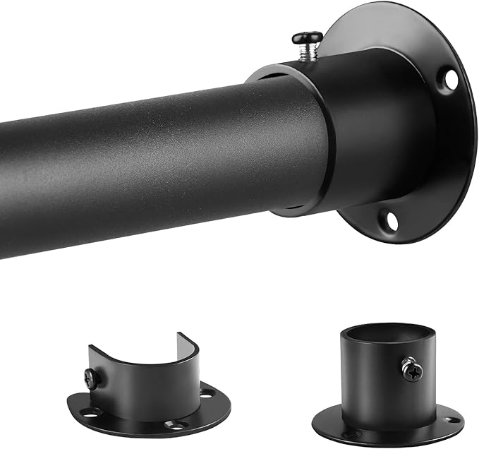 Closet Rod, 17 to 110 Inch Adjustable Closet Rod for Rugged Durability,1.3 Inch Diameter Heavy Duty Closet Rods for Hanging Clothes,Premium Metal Black Closet Poles for Wardrobes