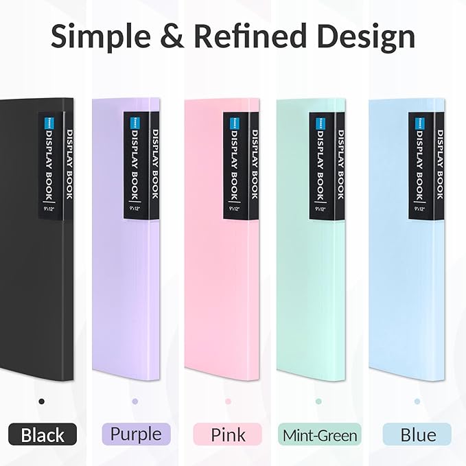 4 Pack Art Portfolios 9"x12", 40 Pockets Large Portfolio Folder Display | 80 Pages,Heavy Duty Art Portfolio Folder with Clear Sheet Protectors, Presentation Book for Artwork Document Organizer Binder