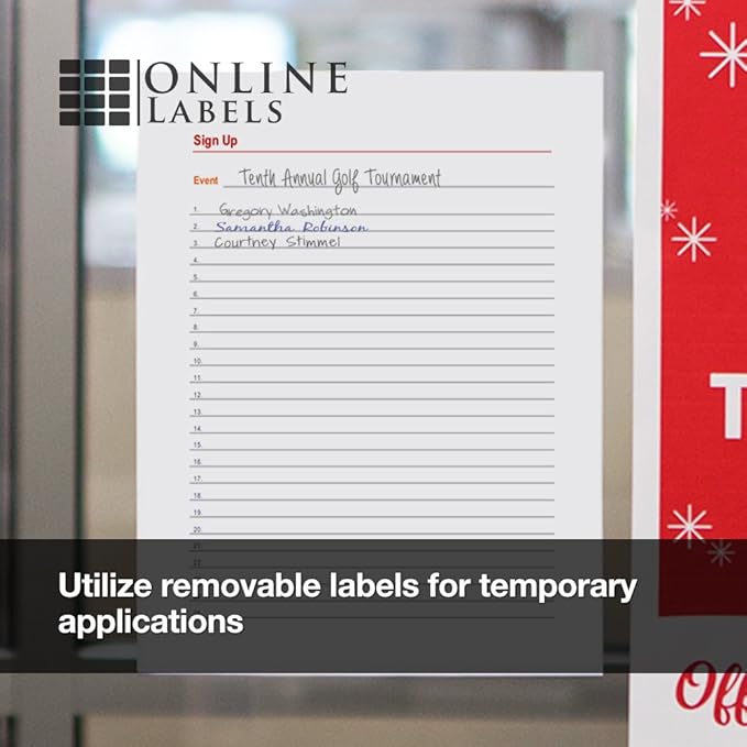 Removable Full Sheet Labels - 8.5 x 11-10 Sheets - Inkjet/Laser Printers - Vertical Back Slit for Easy Peeling - Online Labels