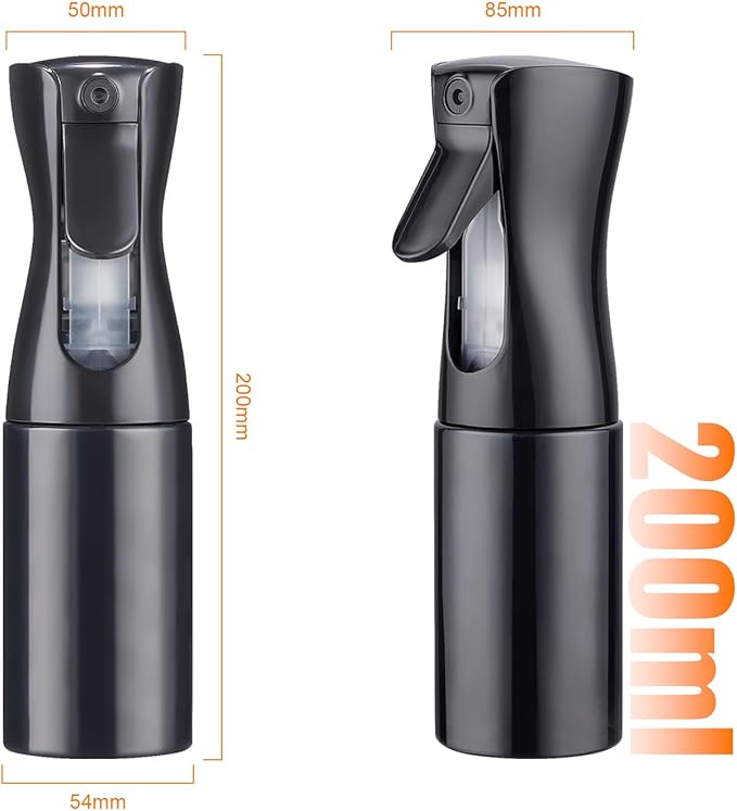 6.8OZ Continuous Spray Bottle - Hair Ultra Fine Mist Spray Bottles, Refillable Empty Water Sprayer, Leak Proof Portable Small Spray Bottle for Hairstyling, Skincare, Plants, Cleaning, Pets, Travel