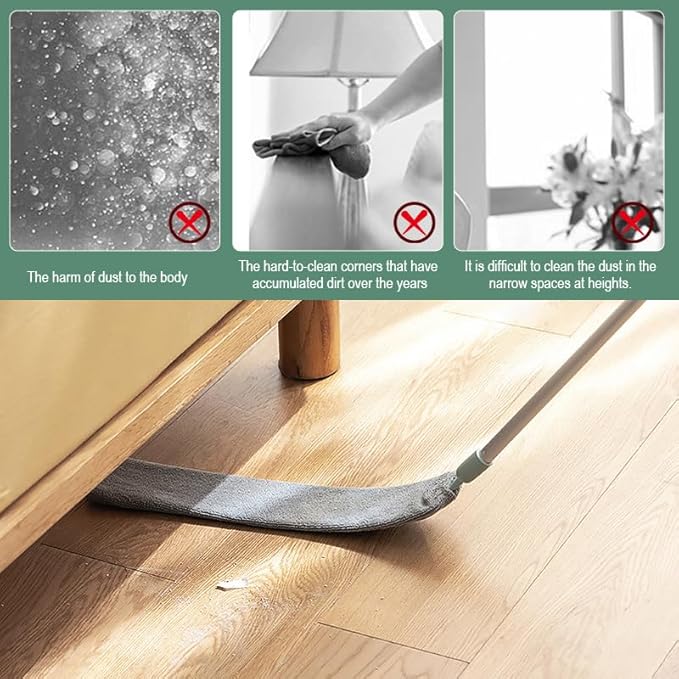 Saker Retractable Gap Dust Cleaning Artifact, Telescoping Bendable Microfiber Duster for High Ceilings, Under Furniture & Hard-to-Reach Areas, Washable Extendable Dusting Tool (3 Sets)