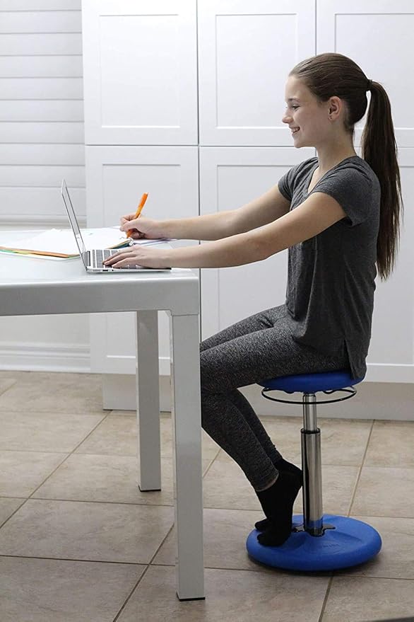 KORE Design Adjustable Wobble Stool Chair, Girls + Boys Kid Desk Stools, Ergonomic Small Office Chairs, Flexible Seating for Active Kids, ADD/ADHD, Classroom, Home, Age 8-12, Tall (16.5-24in), Green