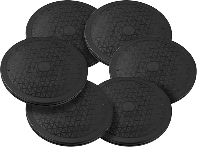 Lazy Susan Turntable 6 Pack 12 Inch Black, Plastic Turntable Organizer, Lazy Susan Organizer for Cabinet Pantry Fridge Kitchen Countertop