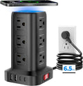 Power Strip with 12 Outlets 4 USB (1 USB C), 6.5Feet Extension Cord with Multiple Outlets, Charging Station, Power Strip Tower, Home Office Desk Supplies