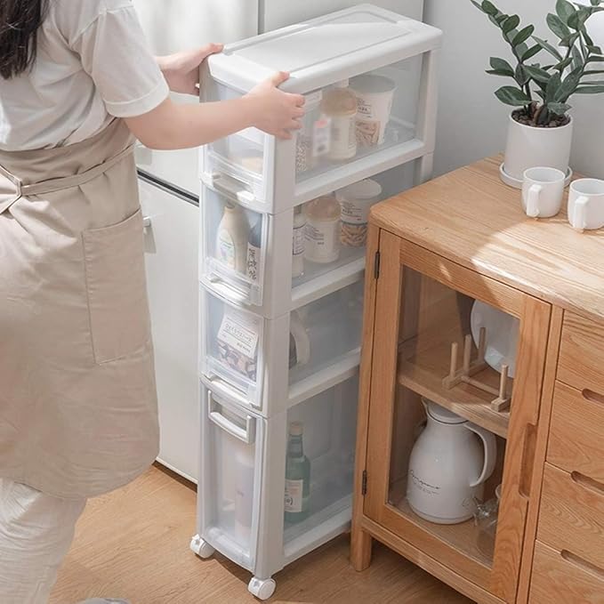 Storage Bins Sleeve Drawer Storage Cabinet 20cm Wide Bathroom Bathroom Refrigerator Sofa Bed Kitchen Bed Slot Rack(2 layers)