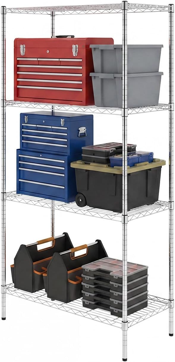 SafeRacks NSF 4-Tier Heavy Duty Steel Wire Shelves (18"x36"x72")
