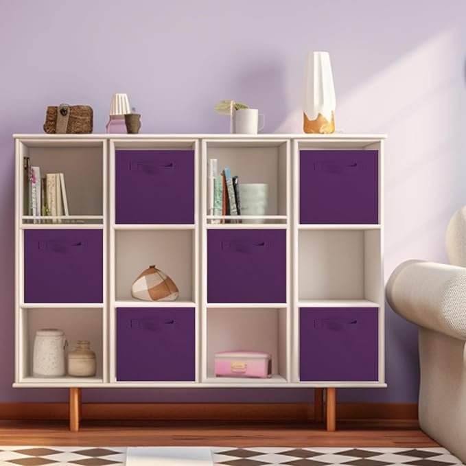 ShellKingdom Storage Bins, Foldable Fabric Storage Cube And Cloth Organizer | Storage Drawer For Closet And Toys, 13 X 13 X 13 INCH, 6 Pack (Purple)