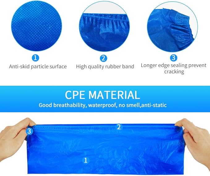 Green Convenience Shoe Covers Disposable Boot Cover Waterproof, Dust proof, 100 Pack(50 Pairs),The Size Fit Most, Non-slip, Blue, Protect Your Shoes, Floor, Carpet