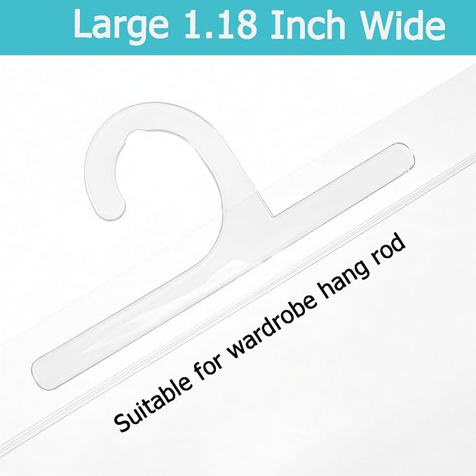 Frcctre 30 Pack 10 x 15 Inches Hanging Storage Bags, Large Hook Reusable Clear Hanging Plastic Bags Hang-Up Plastic Polyethylene Bag Reclosable Zip Bag for Storage Organization