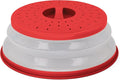 Microwave Cover for Food, Collapsible Microwave Splatter and Plate Covers Easy Grip Lid and Food Strainer, BPA Free and Dishwasher Safe, 10.5", Red - By Rampro