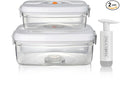 Vacuum Seal Food Storage Containers Set for Meal Pre, Snack, Veigges, Fruits - BPA-Free Kitchen Organizers with Lids, Suitable as Lunch box, Fridge & Dishwasher Safe - 1L+2L