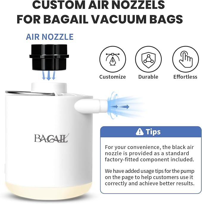 BAGAIL TPU Vacuum Bag for Travel, Reusable Compression Bag with IPX8 Waterproof Zipper, Save Space for Suitcase, Backpack and Carry on (Jet Black, Large, With Pump)