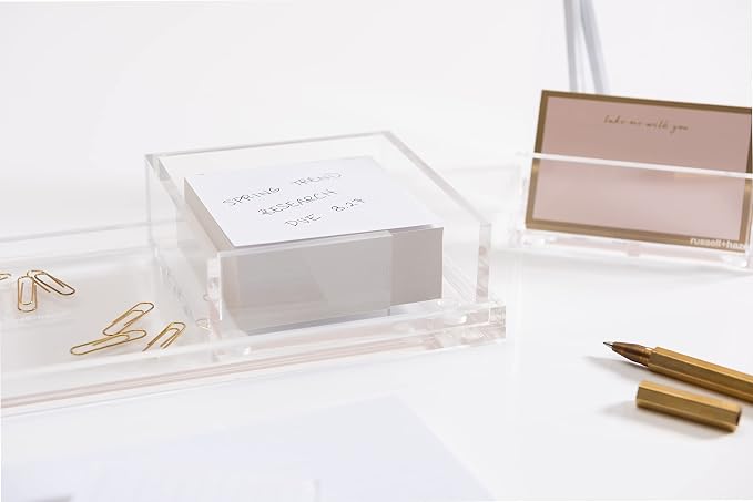 RUSSELL+HAZEL Acrylic Sticky Notes Bloc Tray, Home and Work Office Organization, 4” W x 4” L x 1.5” H, 1 Count