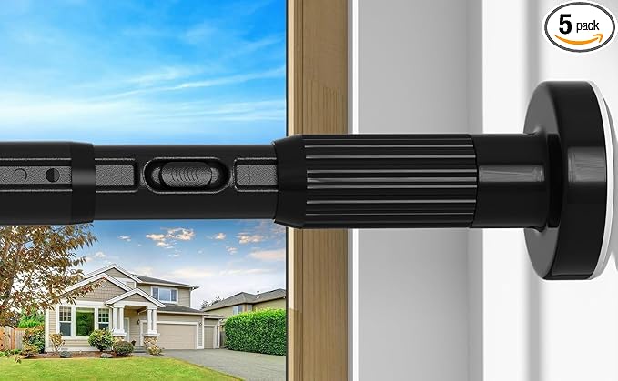 Black Tension Curtain Rod 41-185In(4-15Ft), Extra Long Outdoor Curtain Rod No Drilling for Window or Patio, Shower Curtain Rod for Bathroom,Rod Diameter 1.26In-One-bond stretching
