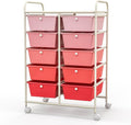 BECOMFORT 10-Drawer Rolling Cart with Drawers, Storage Cart on Wheels, Teacher Classroom Organizers with Metal Frame, Mobile Craft Cart, Trolley Utility Cart for School Office Play Room