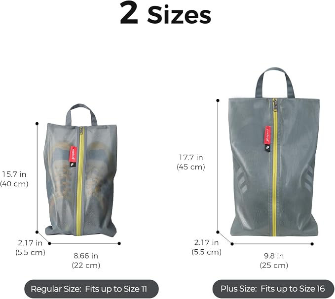 pack all Shoe Bag for Travel, Water-Resistant Shoe Pouch for Gym, Odor-Resistant Soccer Cleats Bag for Sport (Grey, 2-Pack)
