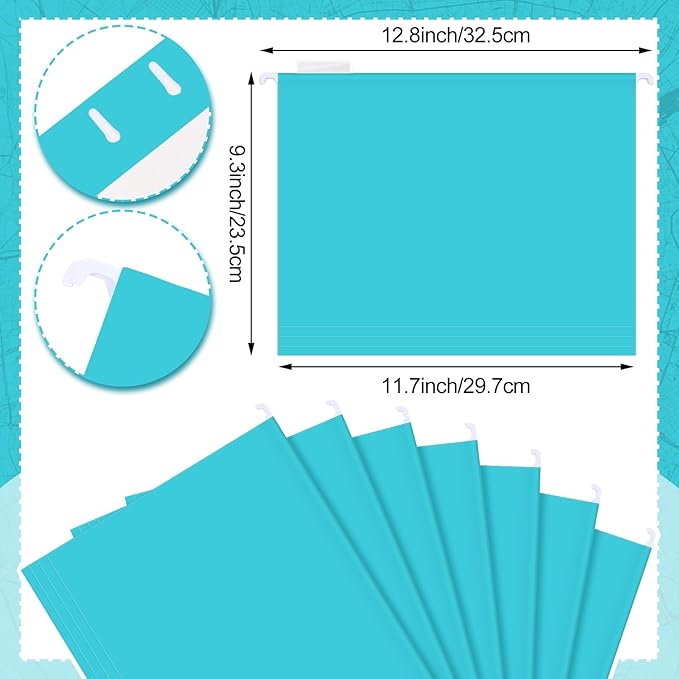 Dispowreath 24 Hanging File Folder with Acrylic Organizer for Letter/a4 Size Desktop Clear File Storage Box with Handles for Home Work Office Use(Blue,Classic)