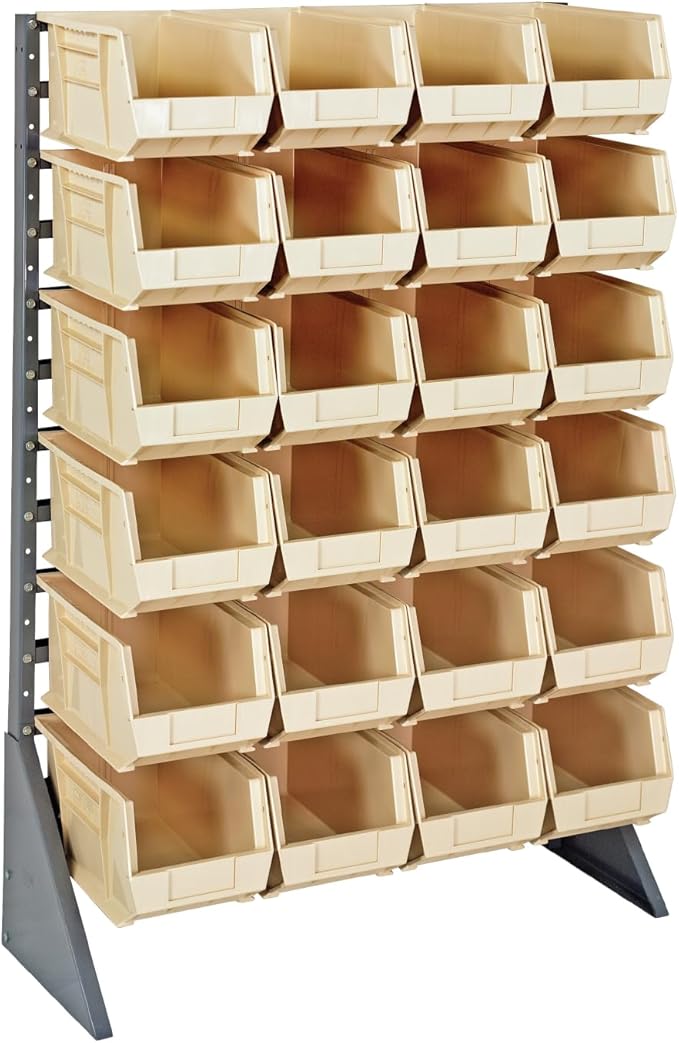 Quantum Storage Systems QRU-12S-240-24IV Single Sided Rail Systems Complete Package with Bins, 36" L x 15" W x 53" H, Ivory