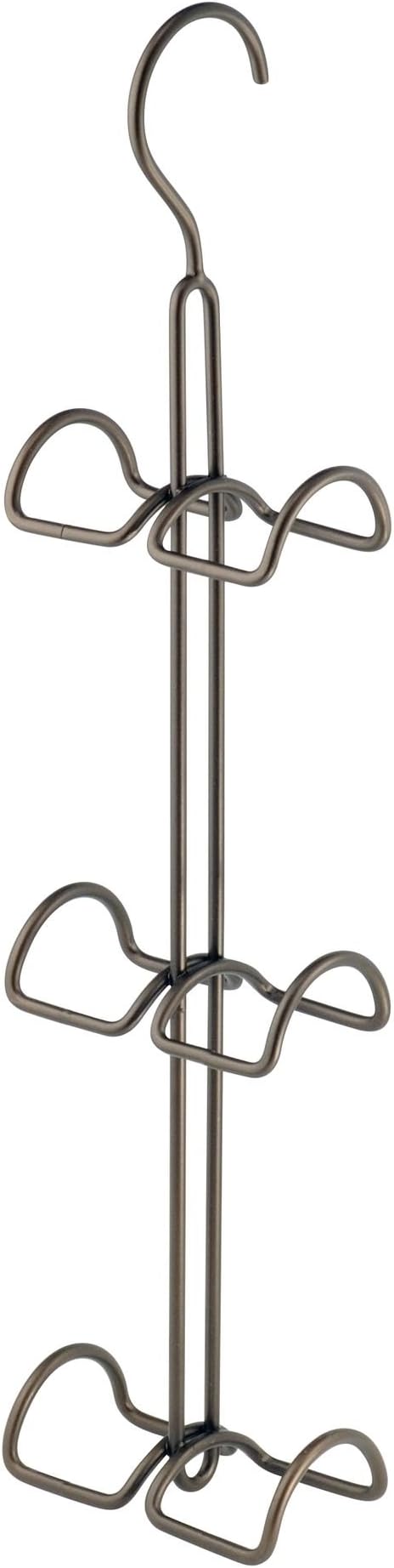 iDesign Metal Over The Rod Dual Hooks | Closet Accessory Organizer, For Ties, Belts, Scarves, Handbags, Jewelry