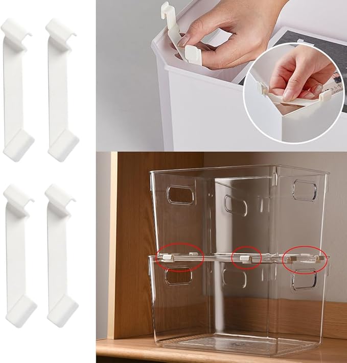 20 Pack Storage Bins Stackable Clip Stacking Buckle Stand Space Saving Support for Stackable Plastic Storage Bins Pantry Organizer Cabinet Storage Container Baskets Maximum Home Organization