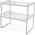 Set of 2 Cabinet Organizers 16.6''W 44 LBS Load Capacity Heavy Duty Kitchen Pantry Shelves Counter Countertop Storage Racks